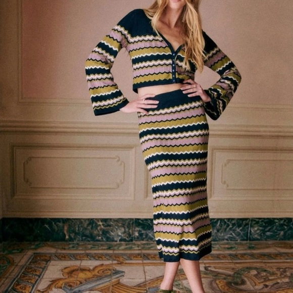 SEZANE Bobbie Cropped Cardigan 100% Cotton Size Small - Picture 3 of 13